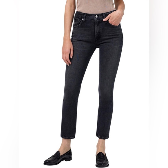 Citizens of Humanity Elsa Mid Rise Slim Crop Jeans Faded Black Wash - Size 24 - Picture 1 of 16